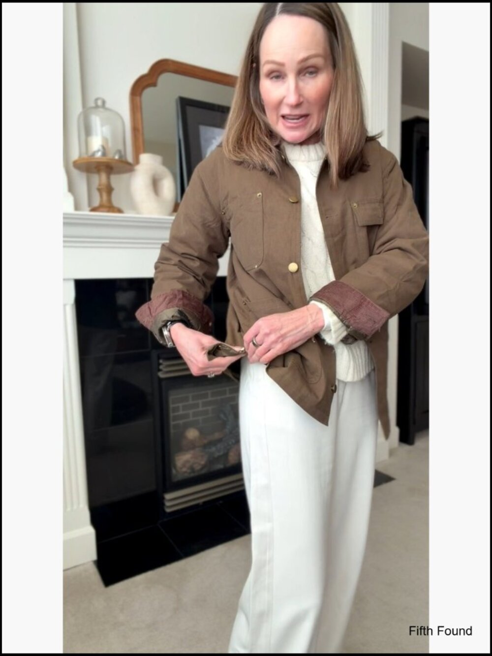 Oversized Utility Cotton Jacket with Pockets Corduroy Collar Workwear - Picture 7 of 7